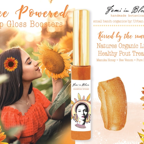 Sunshine Bronze Sheer Shimmer Organic Lip Gloss Plumper Treatment - Picture 2 of 13